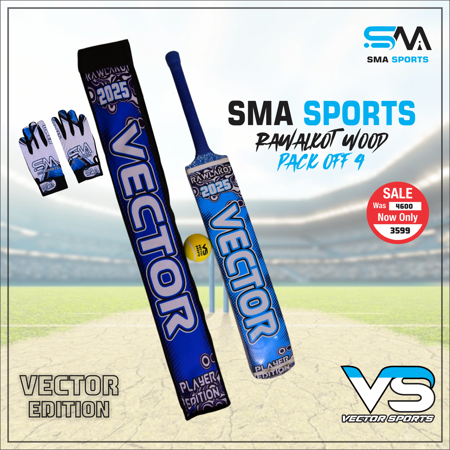 Vector Sports combo 3 in 1 Deal(1 Bat,cover,inner)